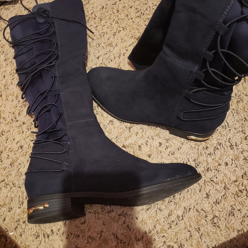 Navy boots size 8